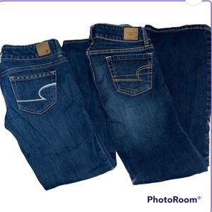 American Eagle Jeans (2 Pair) Size 0 Artist Stretch & Favorite Boyfriend Stretch